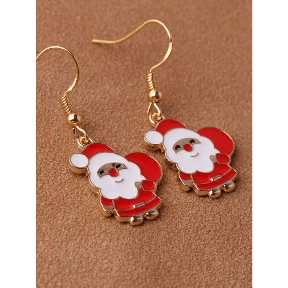 GOLD TONED SANTA CLAUSE DANGLE EARRINGS - Picture 3 of 5